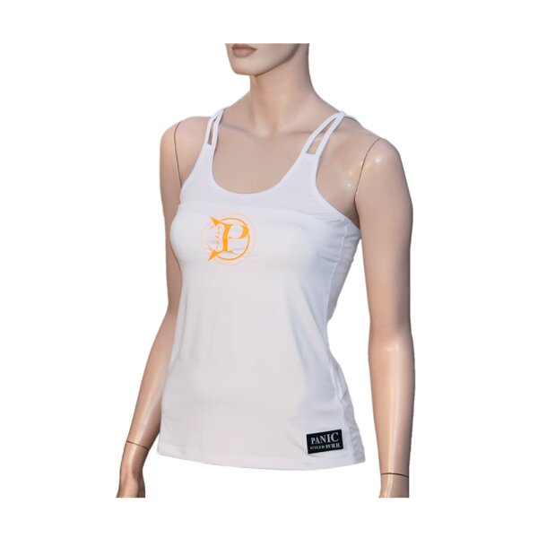 "PANIC" Lady Spaghetti-Top White/Laser Orange